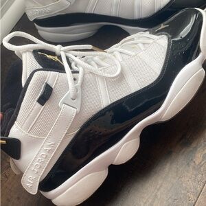 Jordan White and Black 6 rings basketball Men's Shoes.